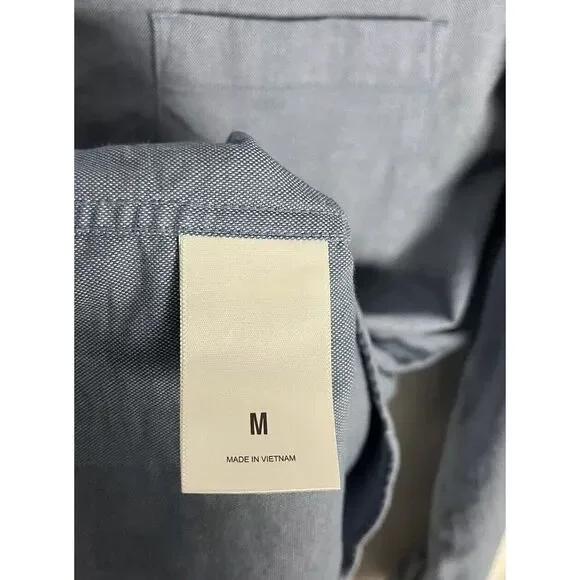 Express Button Down Blue Dress Shirt Men's Size M Cotton Long Sleeve - Picture 2 of 7